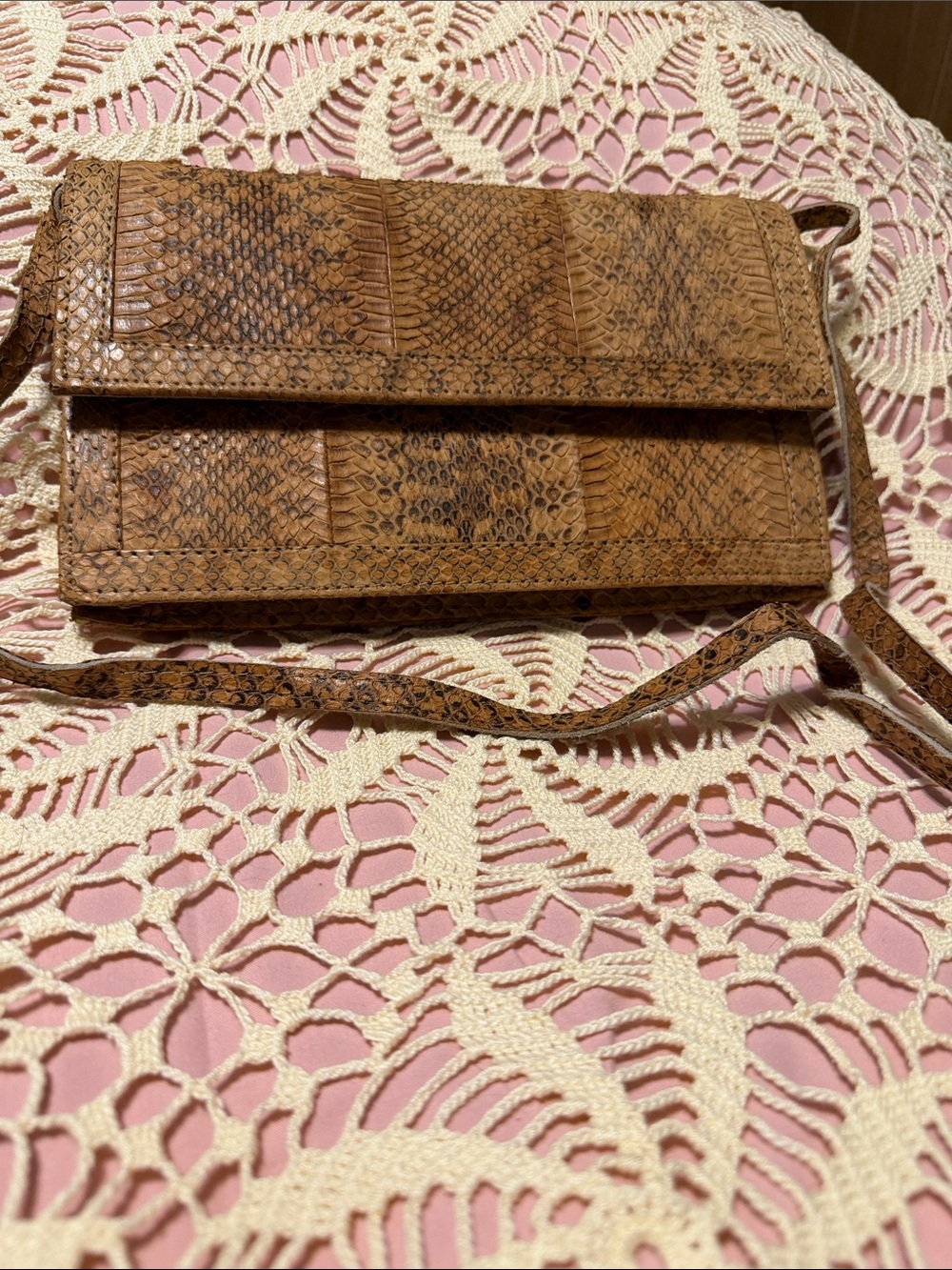 Brown Snake-Embossed Crossbody Bag - Women